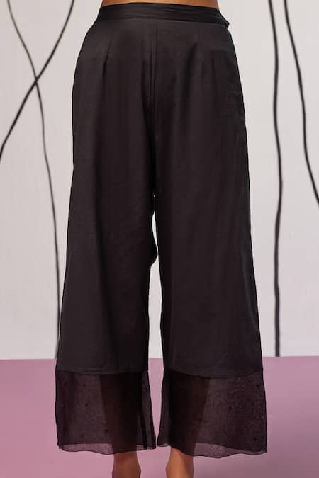 Zoon Black Silk Organza, Cotton Embroidery, Cut Work, Floral Thread Kurta Pant Set Online at Aza Fashions Zoon_Black Silk Organza, Cotton Embroidery, Cut Work, Floral Thread Kurta Pant Set _Online_at_Aza_Fashions