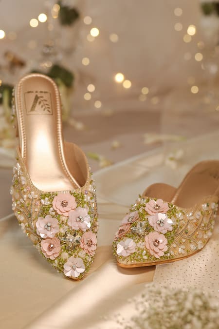 House Of Vian Firdaus Sequin Applique Embroidered Mule Heels 