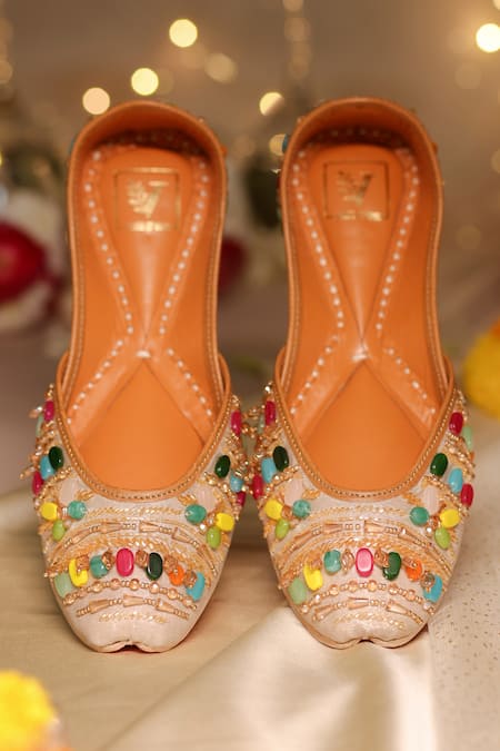 Shop House Of Vian Multi Color Irya Bead Embellished Juttis at Aza Fashions Shop_House Of Vian_Multi Color Irya Bead Embellished Juttis _at_Aza_Fashions