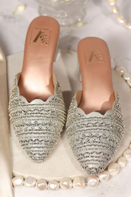 Silver shop mule heels