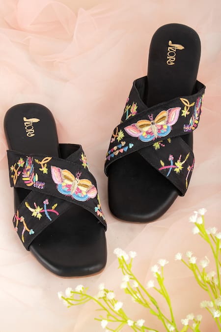 Azora Farasha Butterfly Embroidered Flats 