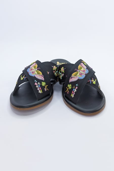 Azora Farasha Butterfly Embroidered Flats 