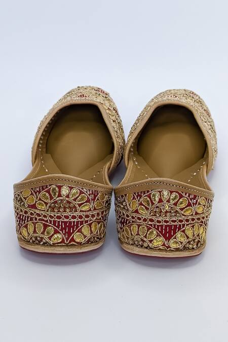 Shop_Azora_Red Gota Rooh Embroidered Juttis _Online_at_Aza_Fashions