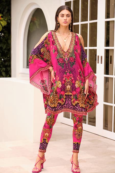 Zariaah Sapphire Printed Kaftan Tunic With Leggings 