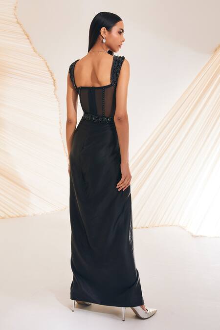 Divya Aggarwal Black Duchess Satin Hand Embroidery Sequin Sweetheart Neck Hertha Corset Gown Online at Aza Fashions Divya Aggarwal_Black Duchess Satin Hand Embroidery Sequin Sweetheart Neck Hertha Corset Gown _Online_at_Aza_Fashions