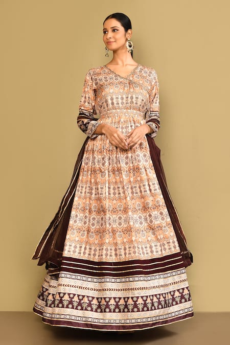 Samyukta Singhania Printed Anarkali With Dupatta 