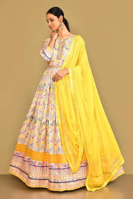 Samyukta Singhania Floral Print Anarkali With Dupatta 