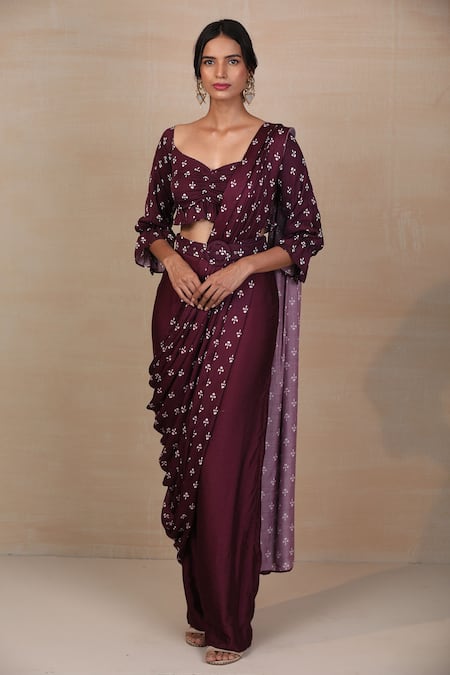 Esha Koul Printed Pre-Draped Saree & Pant Set 