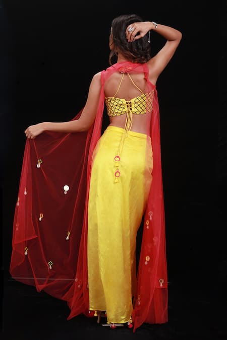 Archana Kochhar Embroidered Draped Skirt Set With Jacket 