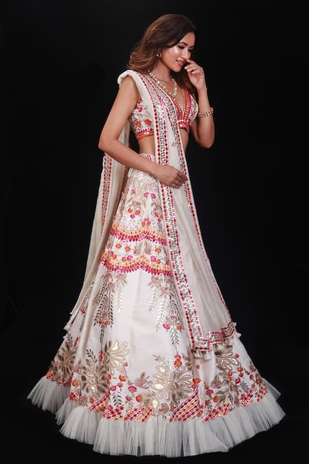 Archana Kochhar Floral Embroidered Bridal Lehenga Set 