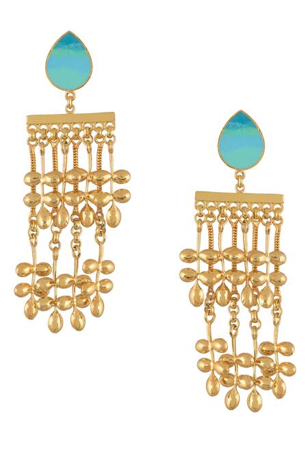 Shop Aditi Bhatt Blue Aranyani Dangler Earrings at Aza Fashions Shop_Aditi Bhatt_Blue Aranyani Dangler Earrings_at_Aza_Fashions