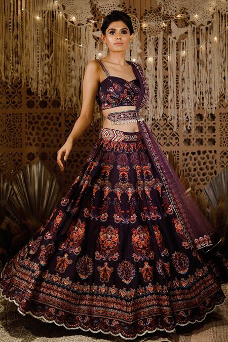 Buy Dark Brown Lehenga Set With Gotta Pati Work Wedding Party Handmade Zari  Embroidery Bridesmaid Bridal Indian Pakistani Designer Customizable Online  in India - Etsy