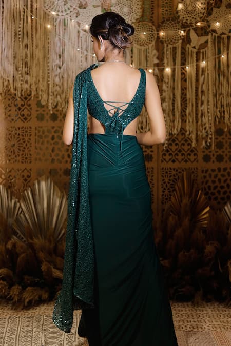 Archana Kochhar Sequin Embroidered Saree Gown 