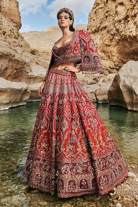 Eeksha Elara French Floral Embroidered Lehenga Power Jacket Set 