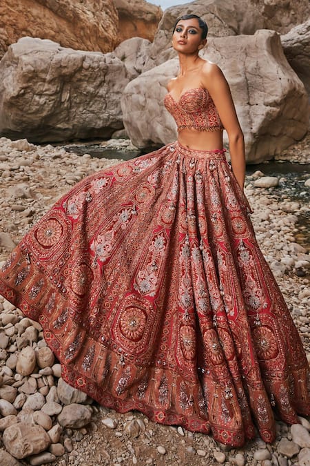 Eeksha Elara Jadau Jewel Embellished Lehenga and Corset Blouse 