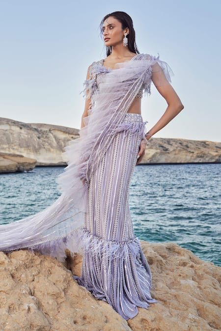 Eeksha New Age Sequin Embroidered Lehenga Saree With Blouse 