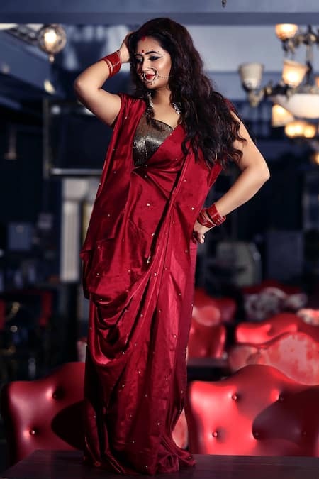 Shloka Sudhakar Satin Silk Saree with Blouse 