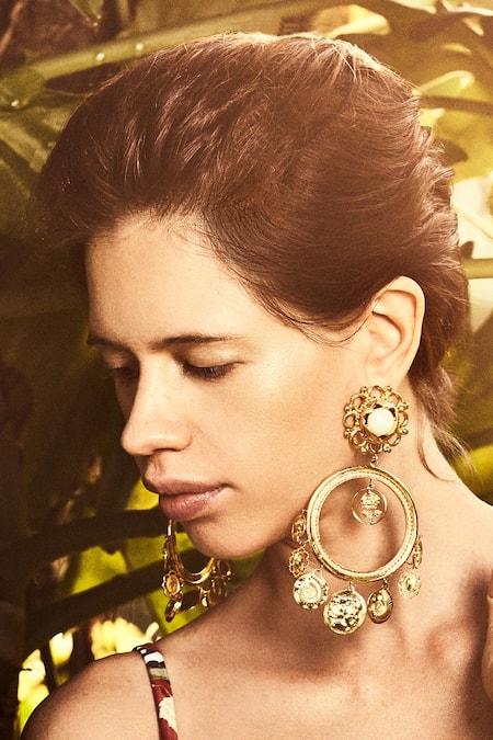 Buy_Radhika Agrawal Jewels_Gold Plated Pearls Seascape Bead Chandeliers _Online_at_Aza_Fashions