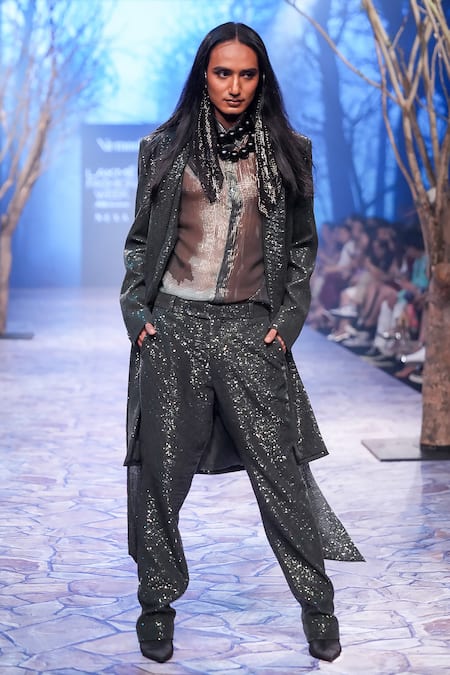 Nirmooha Green Silk Sequins Embroidered Trouser Online at Aza Fashions Nirmooha_Green Silk Sequins Embroidered Trouser _Online_at_Aza_Fashions