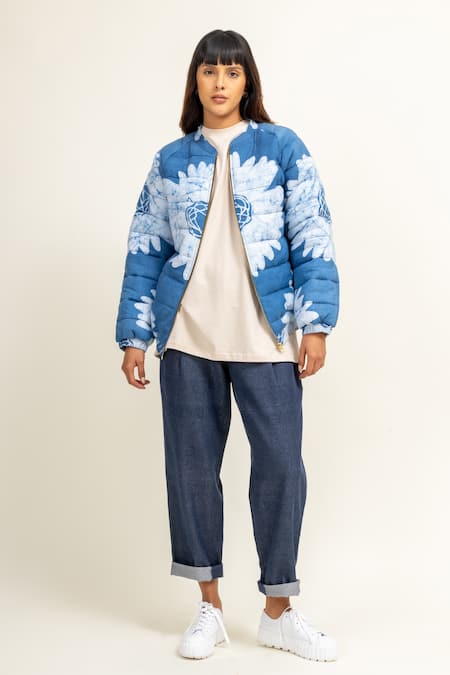 Doodlage Batik Floral Print Bomber Jacket 