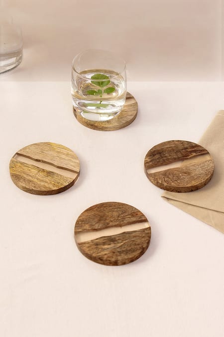 House This Beige Resin Majuli Coaster And Hammock Placemat Gift Box Set 8 Pcs