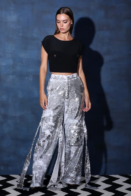 Swatee Singh Crop Top & Sequin Flared Pant 