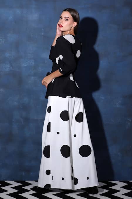 Buy_Swatee Singh_Black Crepe V-neck Wrapover Top And Flared Pant Set 