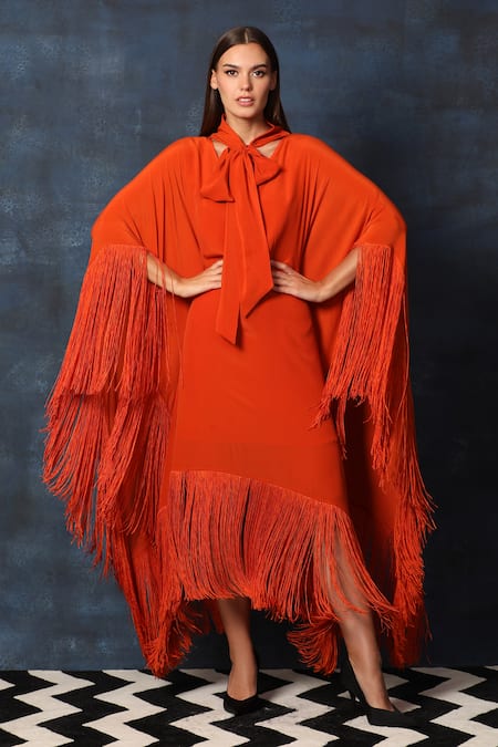 Swatee Singh Fringe Detail Kaftan Dress 