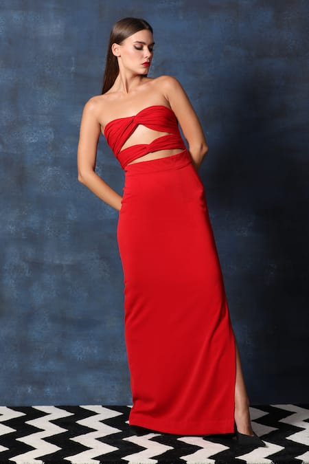 Heavy Gota Lace Work Red Anarkali Gown Kurti & Dupatta Wedding Party Wear  Dress | eBay