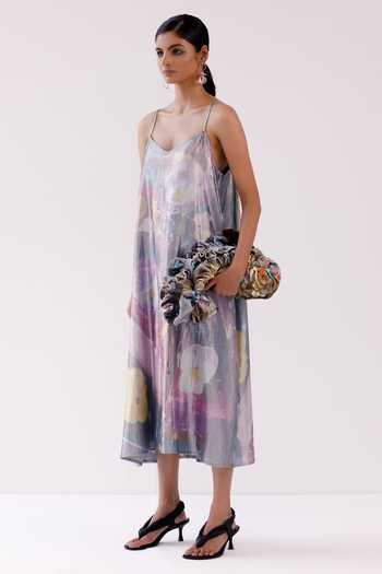 Buy_Yavi_Purple V-neck Maeve Floral Pattern Slip Dress _Online_at_Aza_Fashions