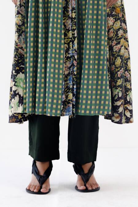 Buy_Yavi_Multi Color Cotton, Wool Embroidery V-neck Maren Floral Print Dress _Online_at_Aza_Fashions