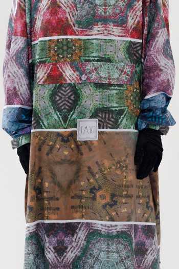 Yavi_Multi Color Taffeta Halter Neck Rory Kaleidoscope Print Jacket _Online_at_Aza_Fashions