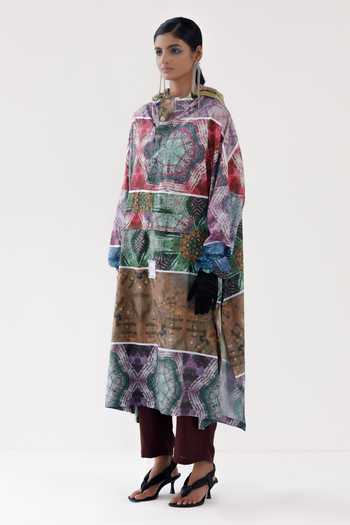 Buy_Yavi_Multi Color Taffeta Halter Neck Rory Kaleidoscope Print Jacket _Online_at_Aza_Fashions
