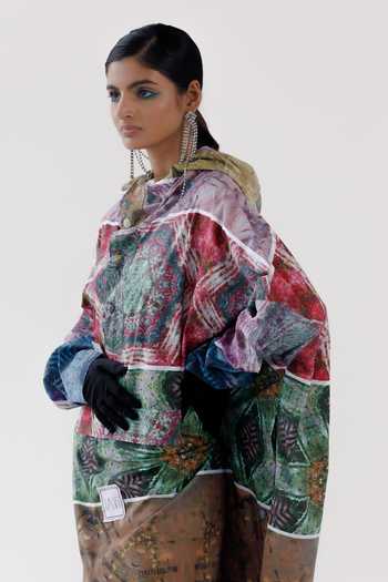 Shop_Yavi_Multi Color Taffeta Halter Neck Rory Kaleidoscope Print Jacket _Online_at_Aza_Fashions