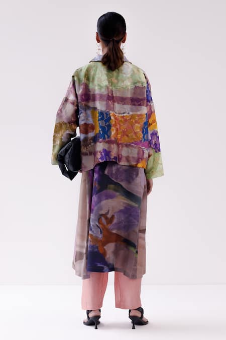 Yavi Sage Floral Pattern Jacket 