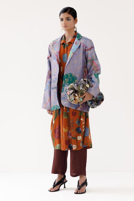 Yavi_Purple Brocade Embroidery Grace Gardenia Jacket _Online_at_Aza_Fashions