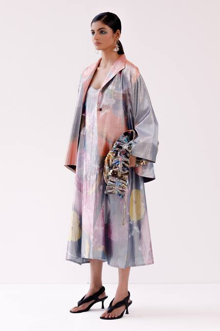 Shop_Yavi_Orange Embroidery Collared Julia Food Art Print Jacket _Online_at_Aza_Fashions