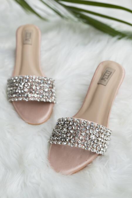 Shop Jutti Express Pink Crystals Embellished Heels at Aza Fashions Shop_Jutti Express_Pink Crystals Embellished Heels_at_Aza_Fashions