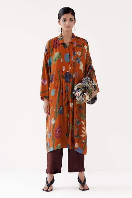 Yavi Audrey Vine Garden Print Shirt Dress 