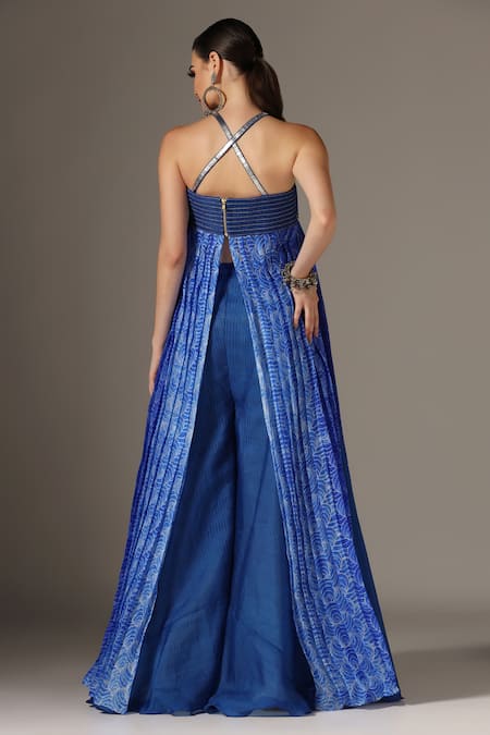 Yashodhara Shibori Pattern Anarkali With Palazzo 