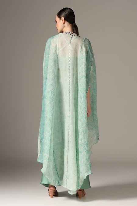 Yashodhara Shibori Pattern Jacket Palazzo Set 