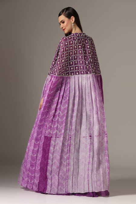 Yashodhara Geometric Cutdana Embroidered Cape Palazzo Set 