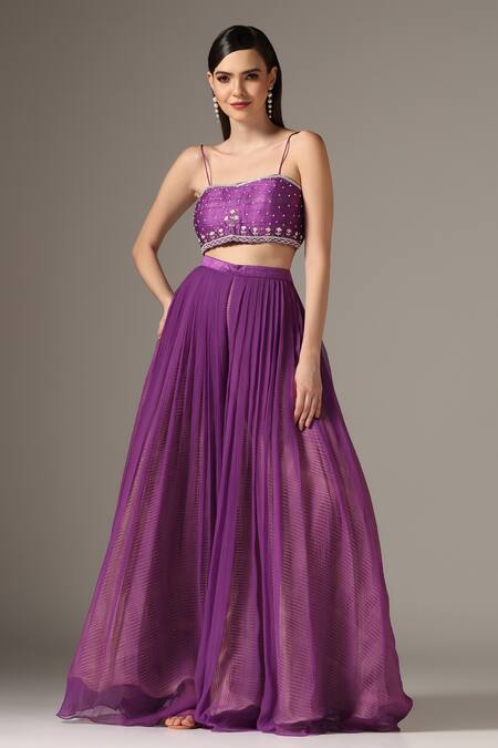 Buy_Yashodhara_Purple Organza Embroidered Shibori Geometric Cutdana Palazzo Set  _Online_at_Aza_Fashions