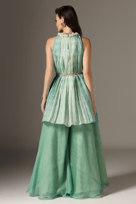 Yashodhara Pleated Shibori Pattern Kurta With Pant 