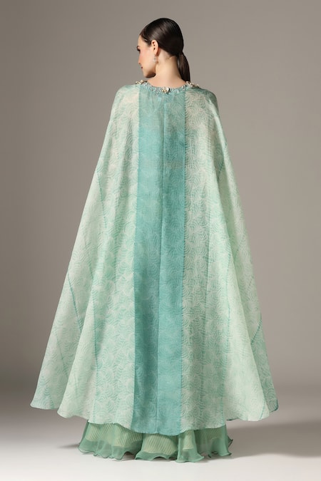 Yashodhara Shibori Pattern Cape Palazzo Set 