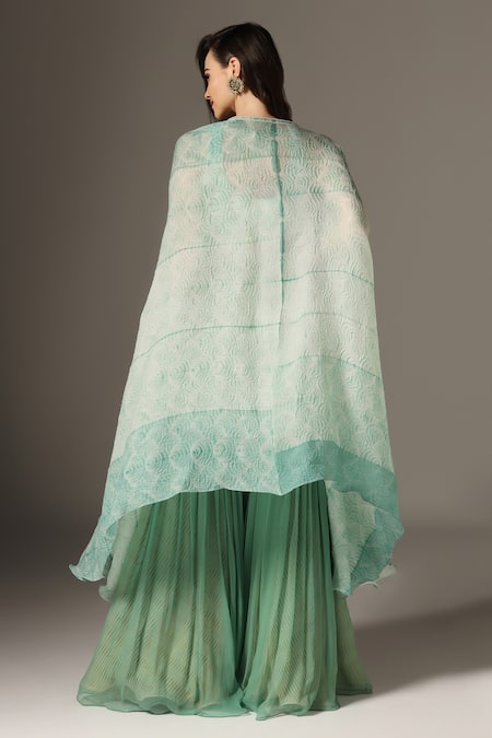 Yashodhara Shibori Pattern Cape Kurta Set 