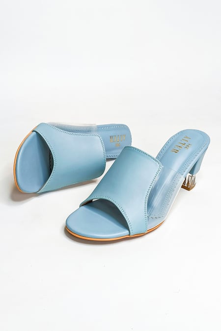 Shop The Alter Blue Chloe Plain Block Heels at Aza Fashions Shop_The Alter_Blue Chloe Plain Block Heels _at_Aza_Fashions