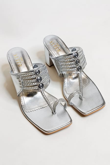 The Alter Solid Braided Kolhapuri Block Heels 