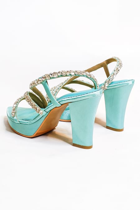 Buy_The Alter_Green Rhinestones Sea Block Heels 