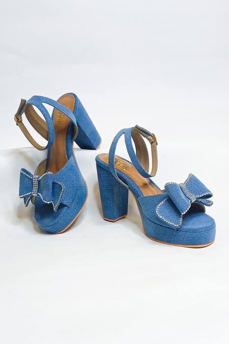 Badgley Mischka blue satin embellished beaded heels, size 7.5 | eBay